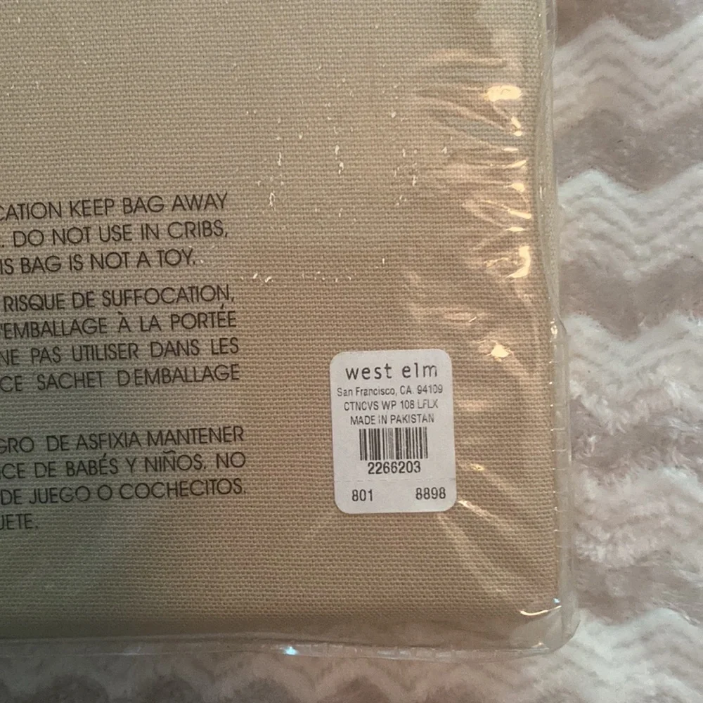 West Elm cotton canvas window panel 48x108 still in package. Tan. NWT
